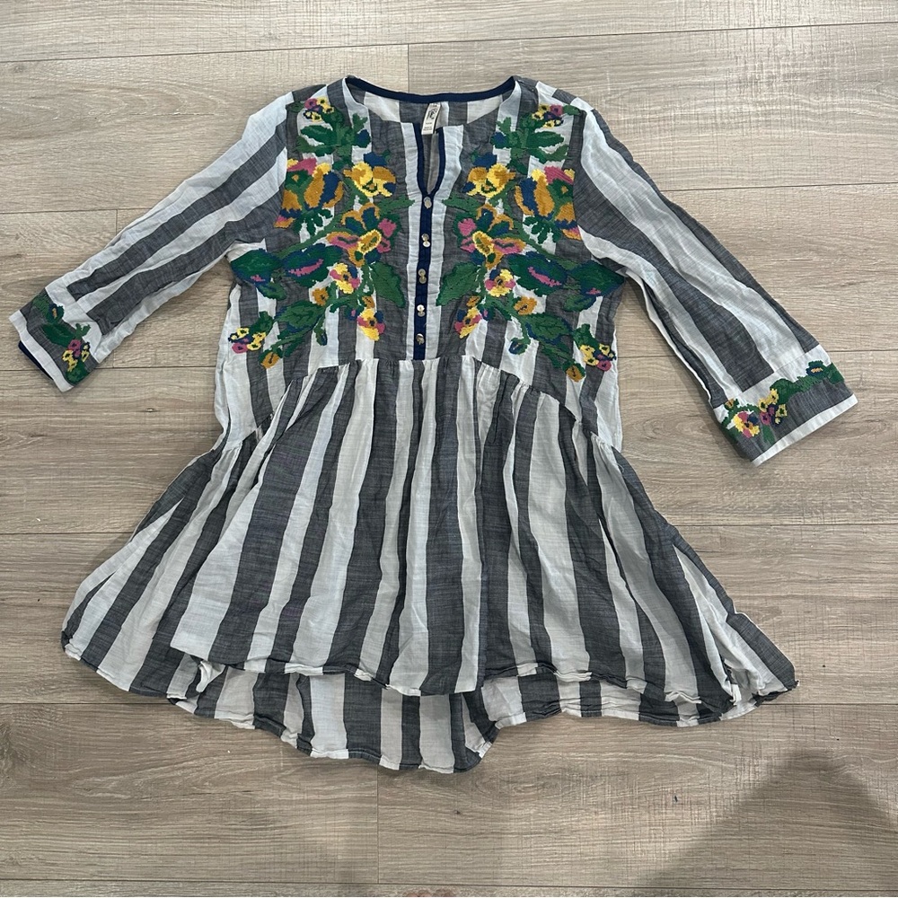 Ethnic by Outfitters Embroidered Striped Tunic Top